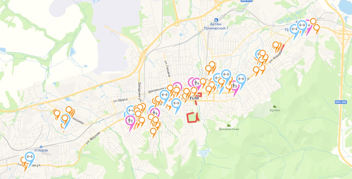 Карта благоустройства Артемовского городского округа.