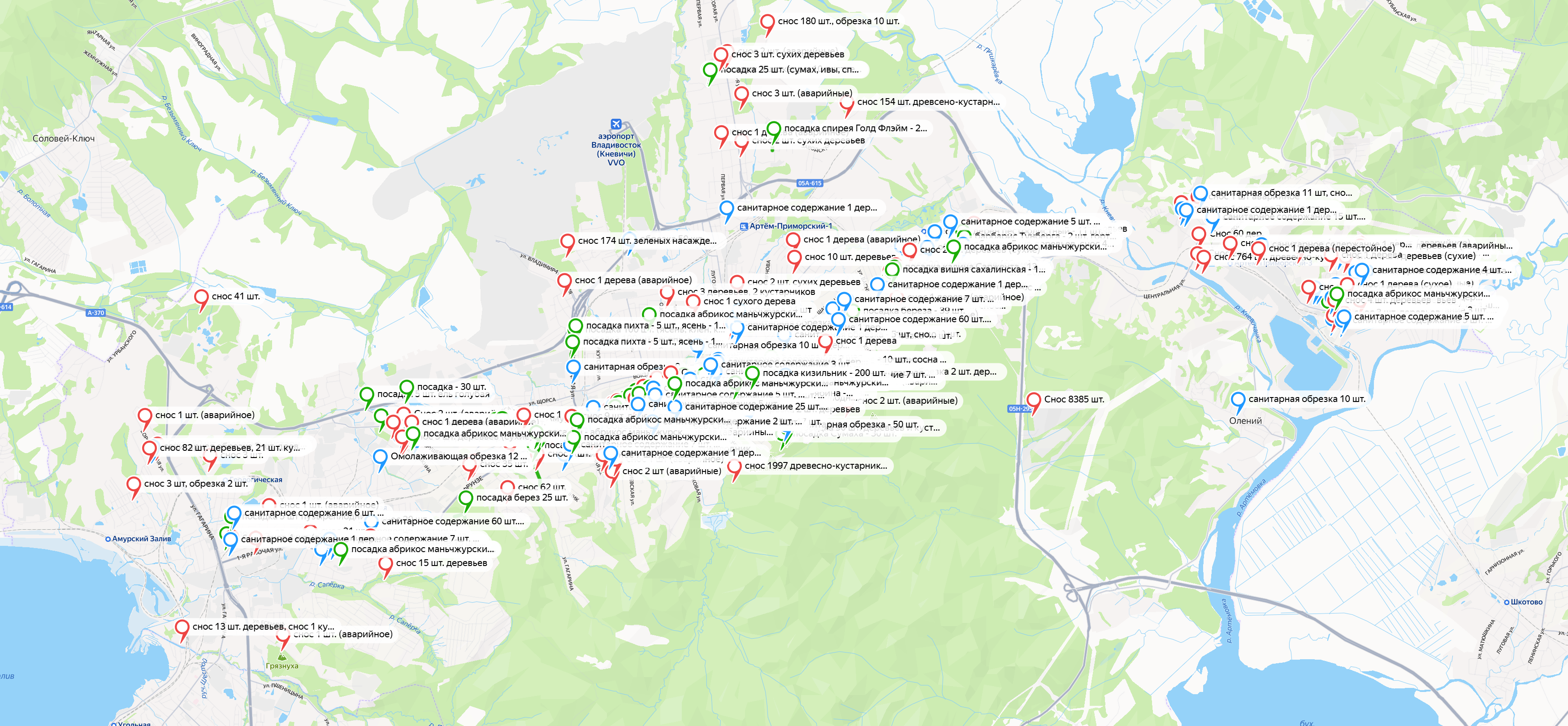 Карта зеленых насаждений 2024 год.