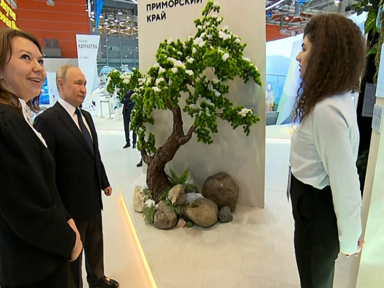 Владимир Путин посетил павильон Приморья на выставке «Россия». Владимир Путин посетил павильон Приморья на выставке «Россия».